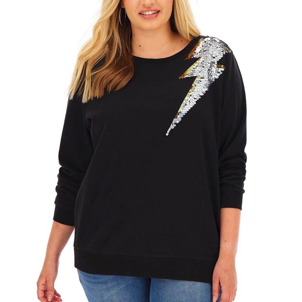 Women’s black sweatshirt with sequins SZ 18